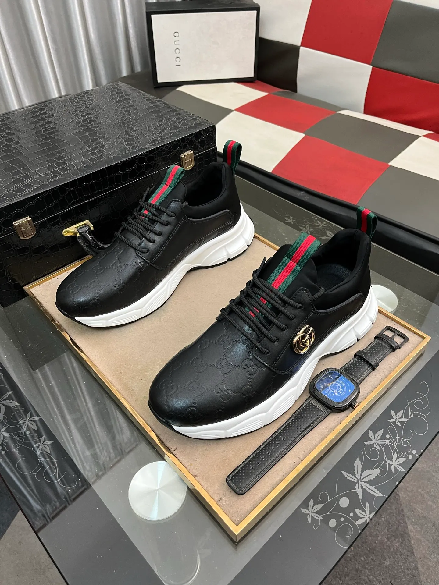 Men's shoes 💰440⌚️⌚️ (GUCCI-Gucci) luxury brand sports and casual shoes, imported original material, sheepskin lining, high-end and comfortable, original outsole is light and wear-resistant! Purely handmade, details determine quality! 38-443️⃣colors available